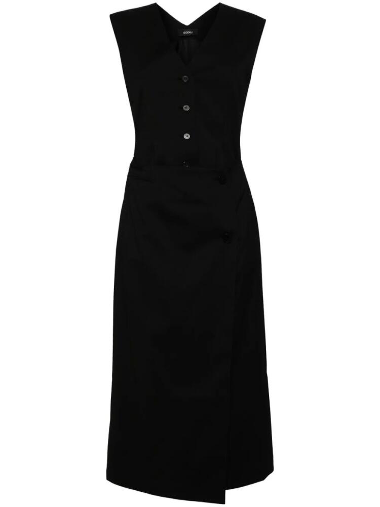 Goen.J layered cropped front vest panel dress - Black Cover