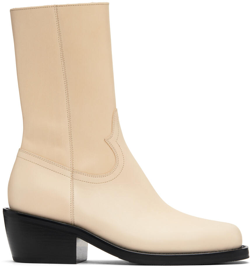 Dries Van Noten Off-White Paneled Boots Cover