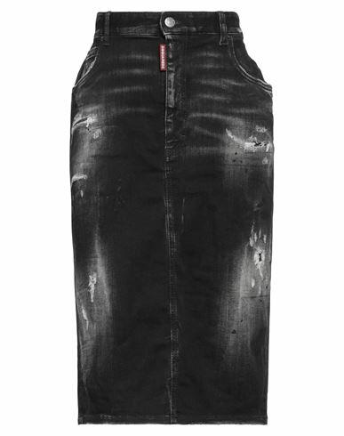 Dsquared2 Woman Denim skirt Black Cotton, Lyocell, Elastomultiester, Elastane, Cow leather Cover