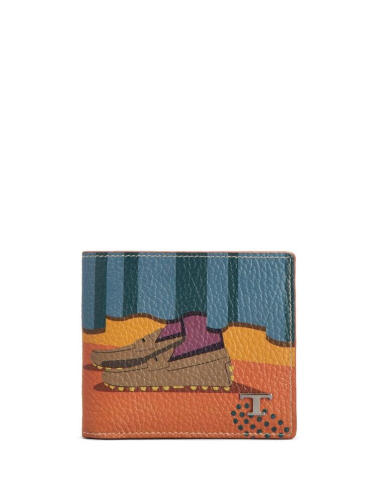 Tod's logo-plaque motif-print leather wallet - Multicolour Cover