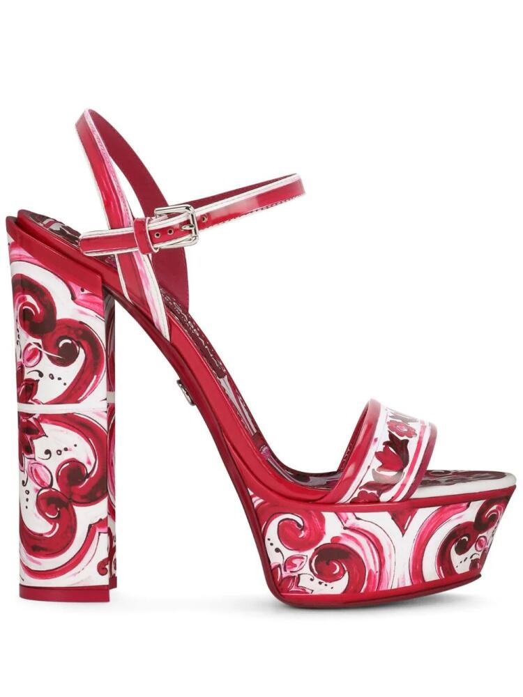 Dolce & Gabbana Maiolica-print platform sandals - Red Cover