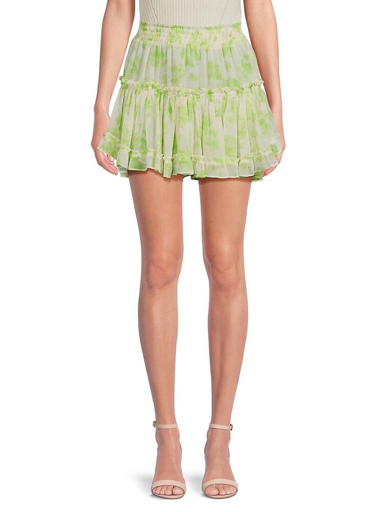 Misa Los Angeles Women's Marion Floral Ruffle Miniskirt - Honeydew Cover