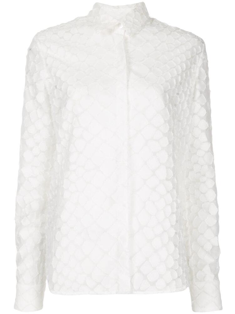 Alex Perry Ashton textured long sleeve shirt - White Cover