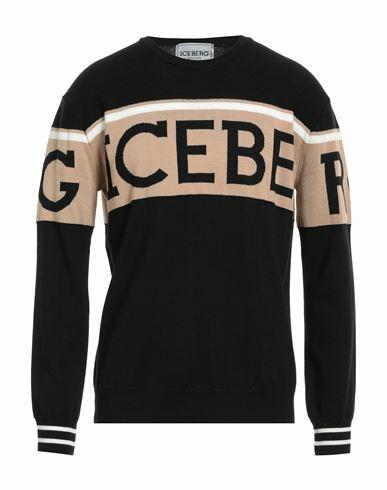 Iceberg Man Sweater Black Virgin Wool Cover