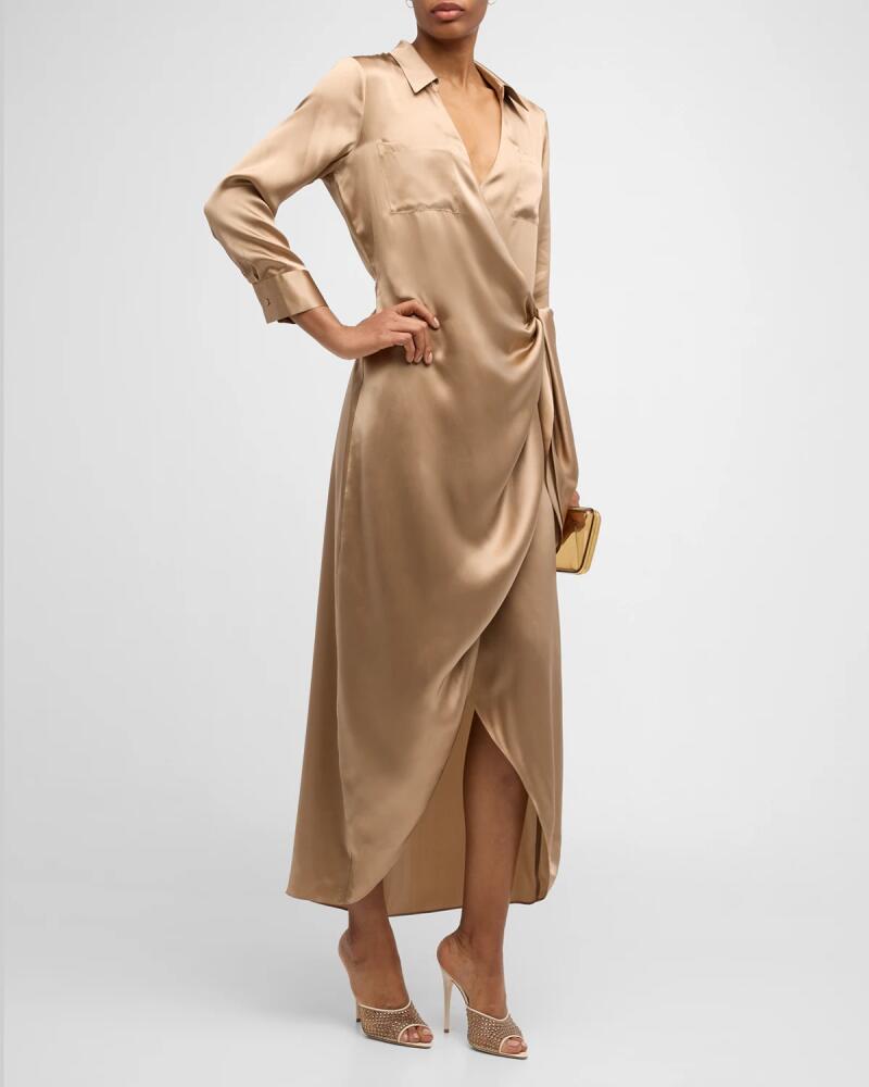 L'Agence Kadi Wrap Silk Maxi Dress Cover