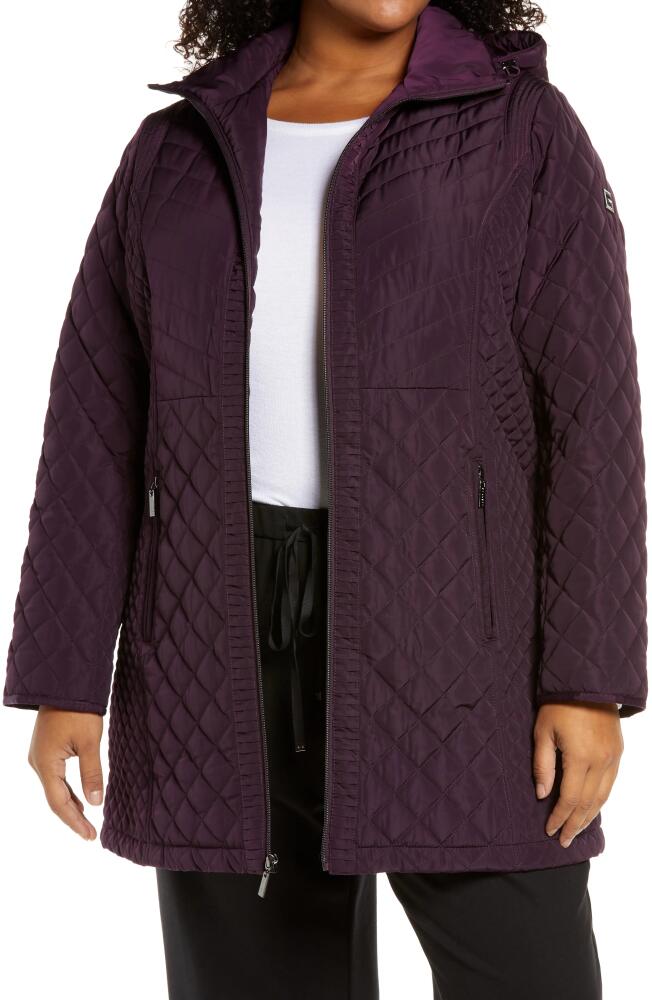 Gallery Quilted Jacket with Removable Hood in Blackberry Cover