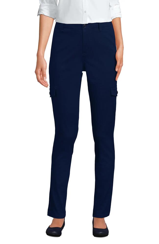 Lands' End Mid Rise Slim Cargo Chino Pants in Deep Sea Navy Cover