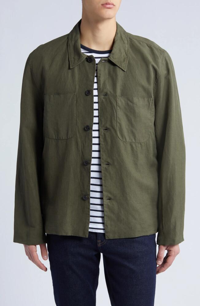 Officine Générale Harrison Shirt Jacket in Olive Night Cover