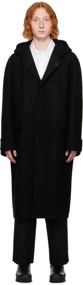 Solid Homme Black Hooded Coat Cover