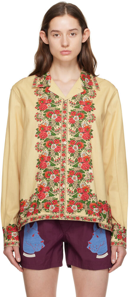 Bode Beige Winter Bouquet Shirt Cover