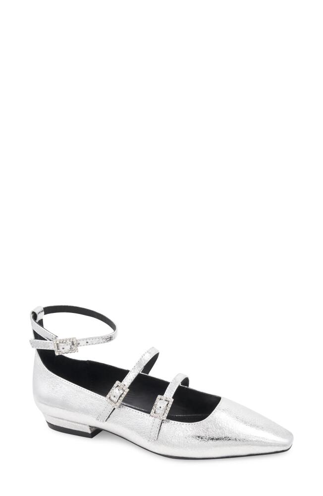 bcbg Taji Ankle Strap Mary Jane Flat in Silver Cover