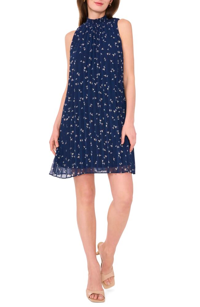 halogen(r) Floral Pleat Swing Dress in Classic Navy Cover