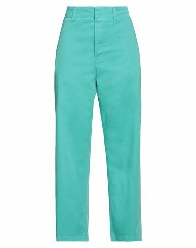 Department 5 Woman Pants Emerald green Cotton, Elastane Cover