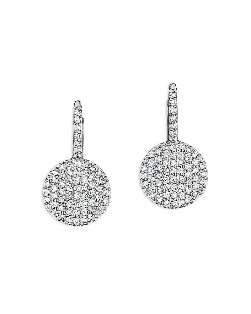 Phillips House 14K White Gold Affair Diamond Pave Small Disc Leverback Drop Earrings Cover