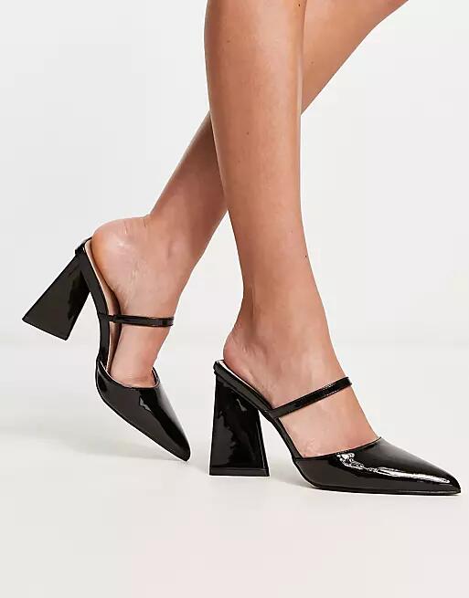 RAID Nima backless heeled shoes in black patent Cover