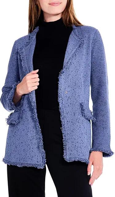 NIC+ZOE Fringe Mix Knit Blazer (Cornflower) Women's Clothing Cover