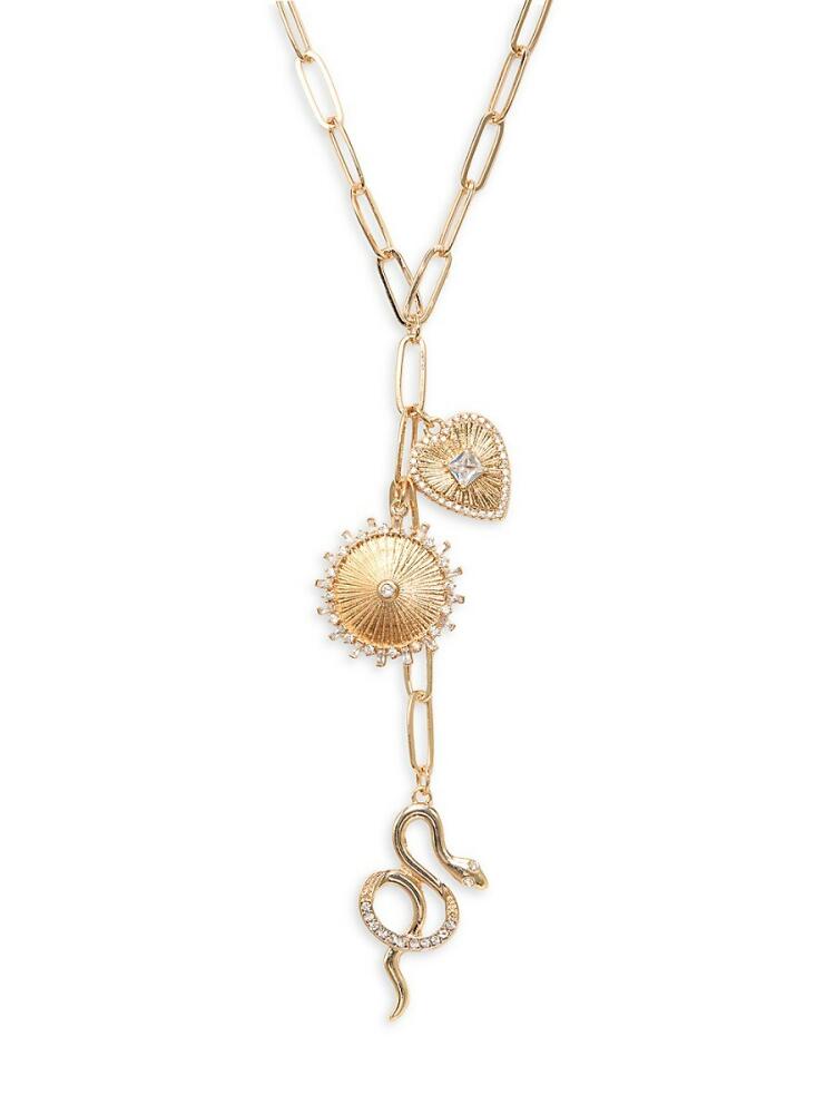 AVA & AIDEN Women's 18K Goldplated & Cubic Zirconia Charm Lariat Necklace Cover