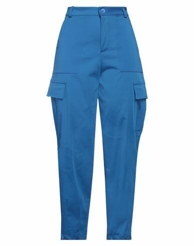 Haveone Woman Pants Blue Polyester, Cotton, Elastane Cover