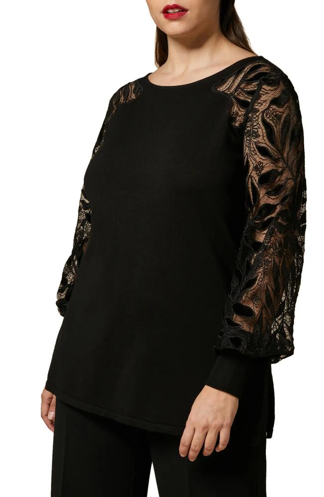 Marina Rinaldi Lace Sleeve Tunic Sweater in Black Cover