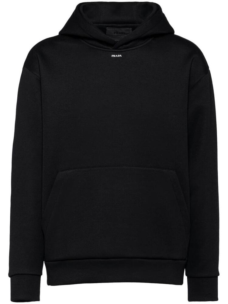 Prada logo-print cotton hoodie - Black Cover