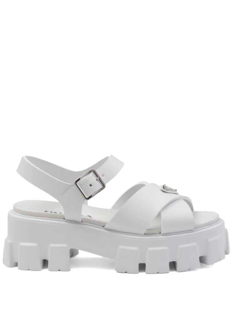 Prada triangle-logo platform sandals - White Cover