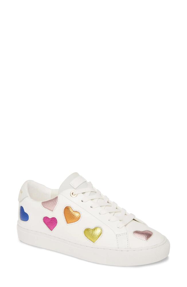 Kurt Geiger London Rainbow Shop Lane Sneaker in White Leather/rainbow Heart Cover