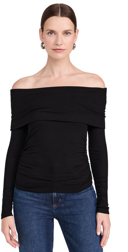 LNA Liya Ribbed Fold Over Top Black Cover