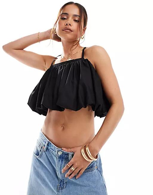 ASOS DESIGN bubble crop cami top in black Cover