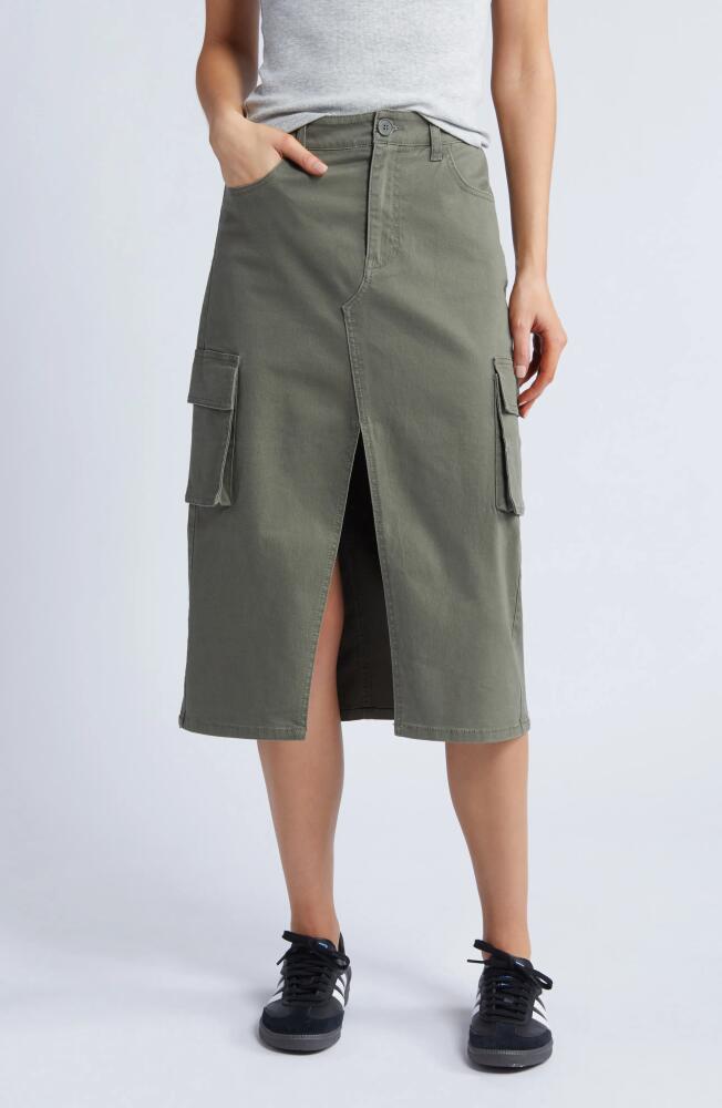 1822 Denim Stretch Cotton Cargo Midi Skirt in Kasey Cover