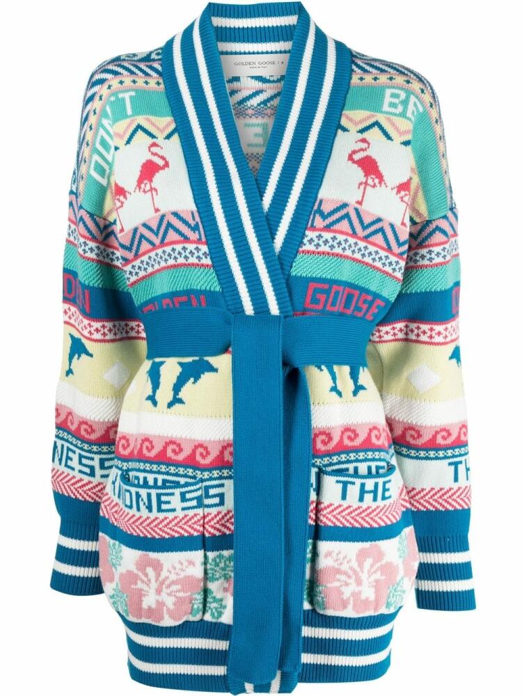 Golden Goose abstract intarsia-knit cardigan - Blue Cover