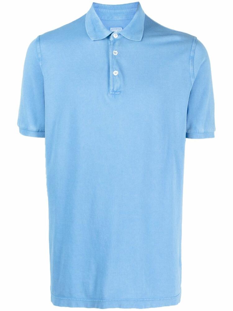 Fedeli piqué-weave cotton polo shirt - Blue Cover