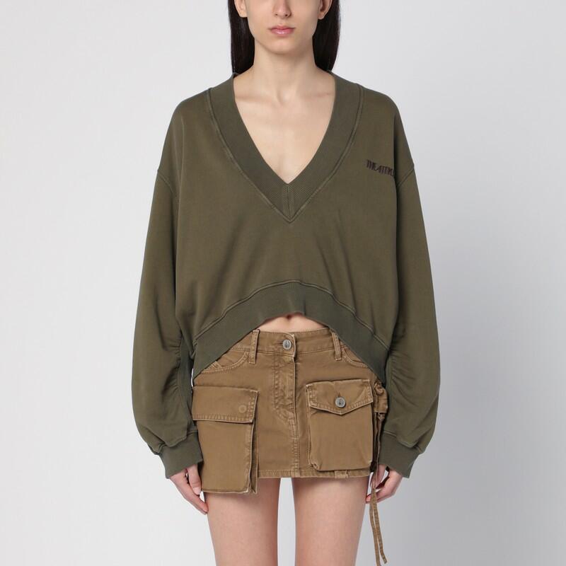 The Attico Oversized faded green cotton V-neck sweatshirt Cover