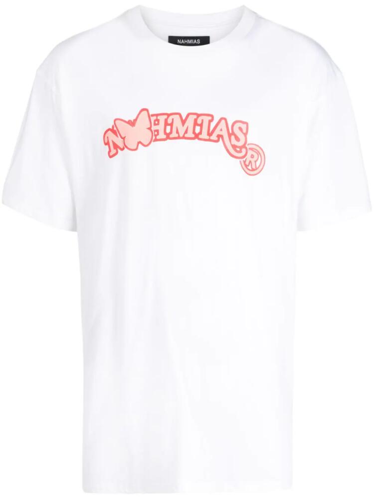 Nahmias logo-print cotton T-shirt - White Cover