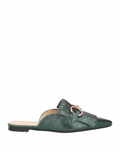 Giulia Neri Woman Mules & Clogs Dark green Textile fibers Cover