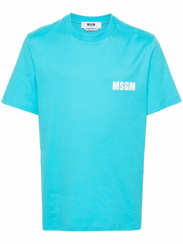 MSGM logo-print cotton T-shirt - Blue Cover