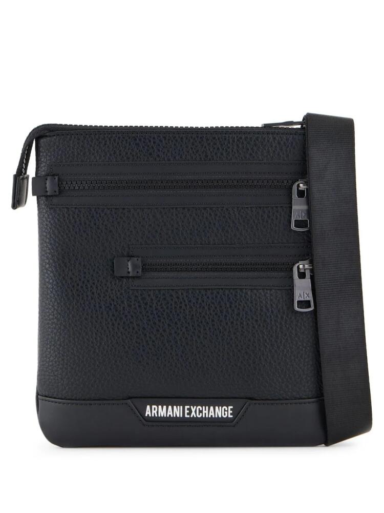 Armani Exchange logo-stamp messenger bag - Black Cover