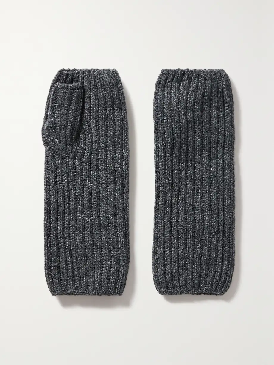 Johnstons of Elgin - Ribbed Cashmere Fingerless Gloves - Gray Cover