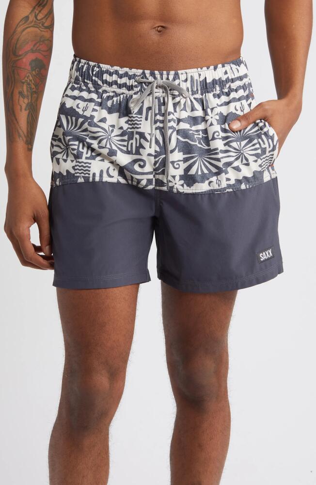 SAXX Oh Buoy Stripe 2-in-1 Hybrid Shorts in West Coast/India Ink Cover