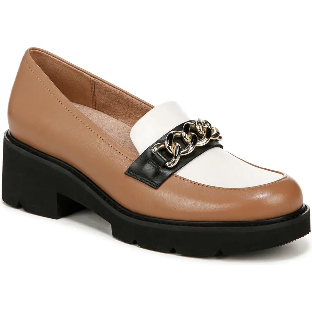 Naturalizer Desi Lug Sole Loafer in Cafe /White /Black Leather Cover