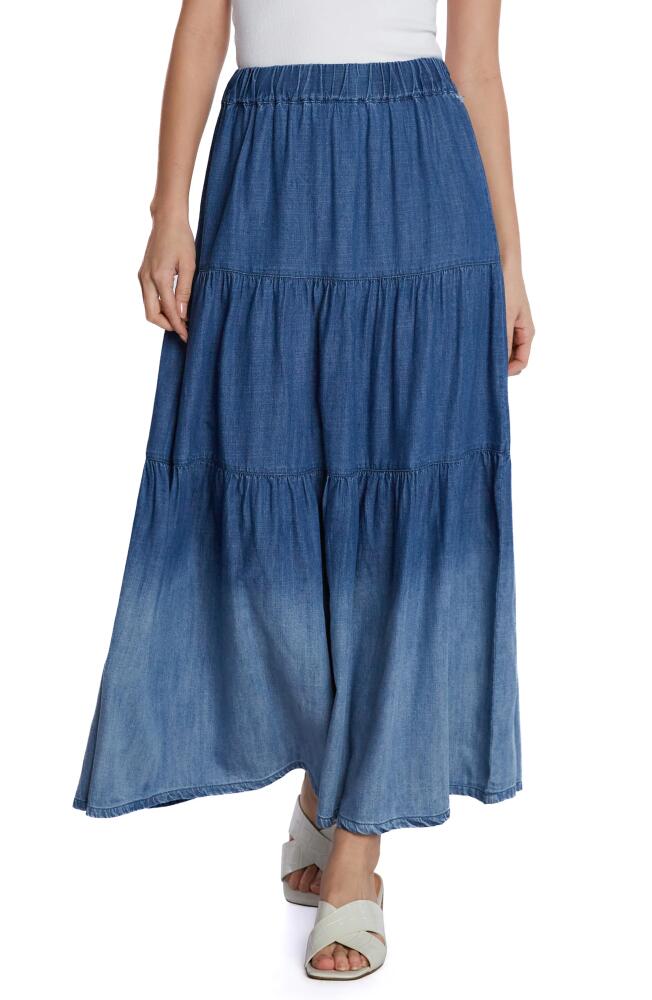 Wash Lab Denim Ombré Tiered Denim Maxi Skirt in Glacier Blue Cover