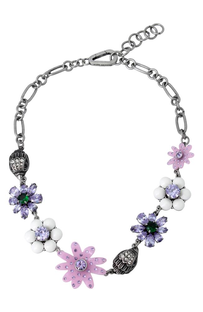 Kurt Geiger London Eagle and Daisy Statement Necklace in Lilac Pink Cover