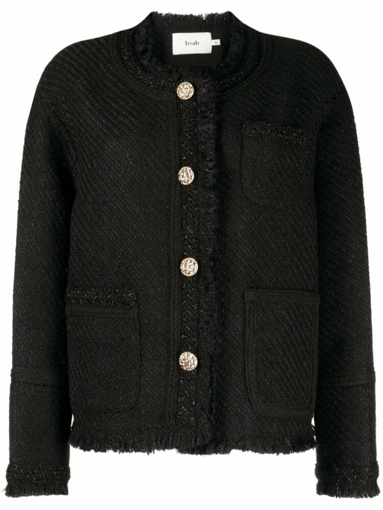 b+ab fringe-detailing tweed jacket - Black Cover