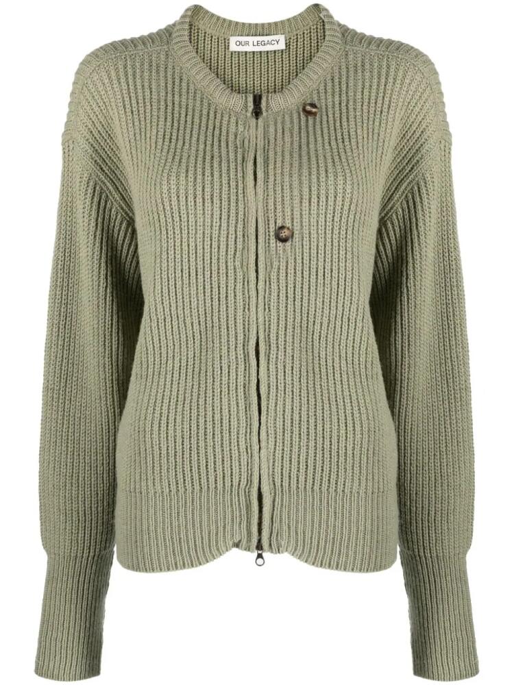 OUR LEGACY zip-up virgin wool cardigan - Green Cover