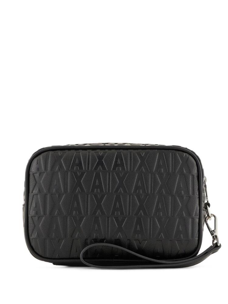 Armani Exchange logo-embossed toiletry bag - Black Cover