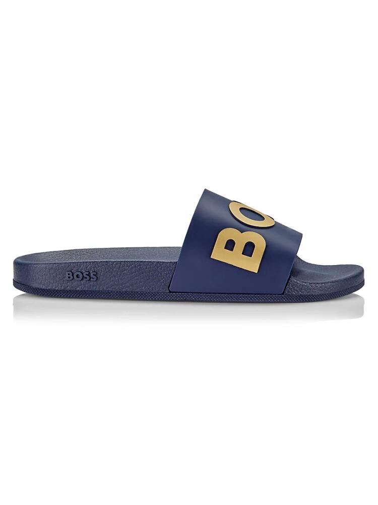 BOSS Men's Bay Logo Slides - Navy Cover