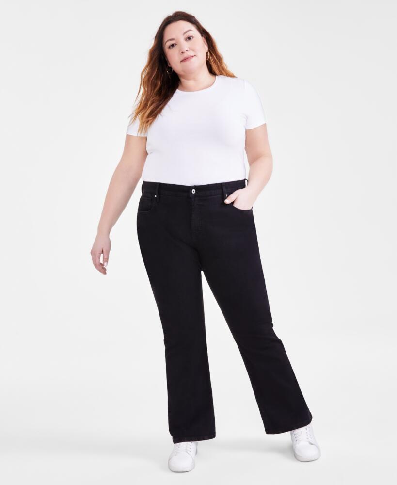 Style & Co Plus Size Mid Rise Curvy Bootcut Jeans, Created for Macy's - Deep Black Cover