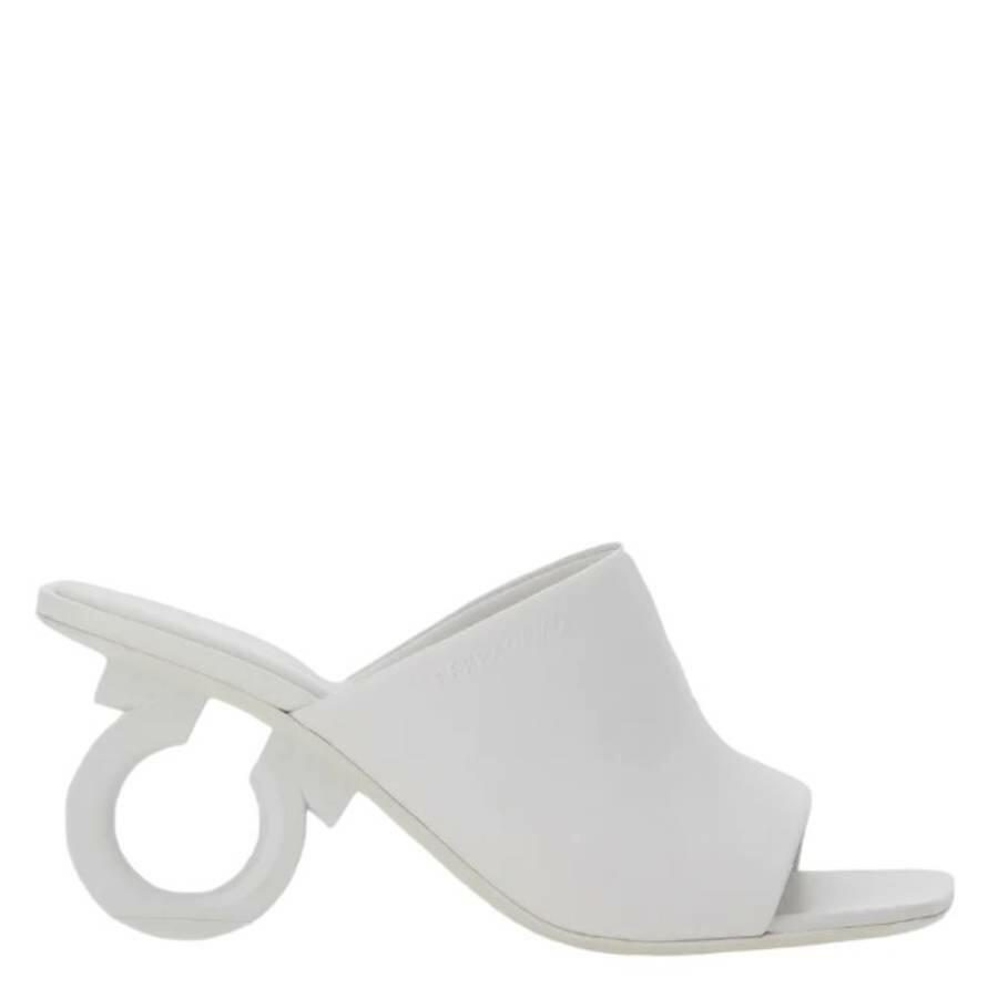 Ferragamo White Nappa Astro 70 Elinda Slide Sandals Cover