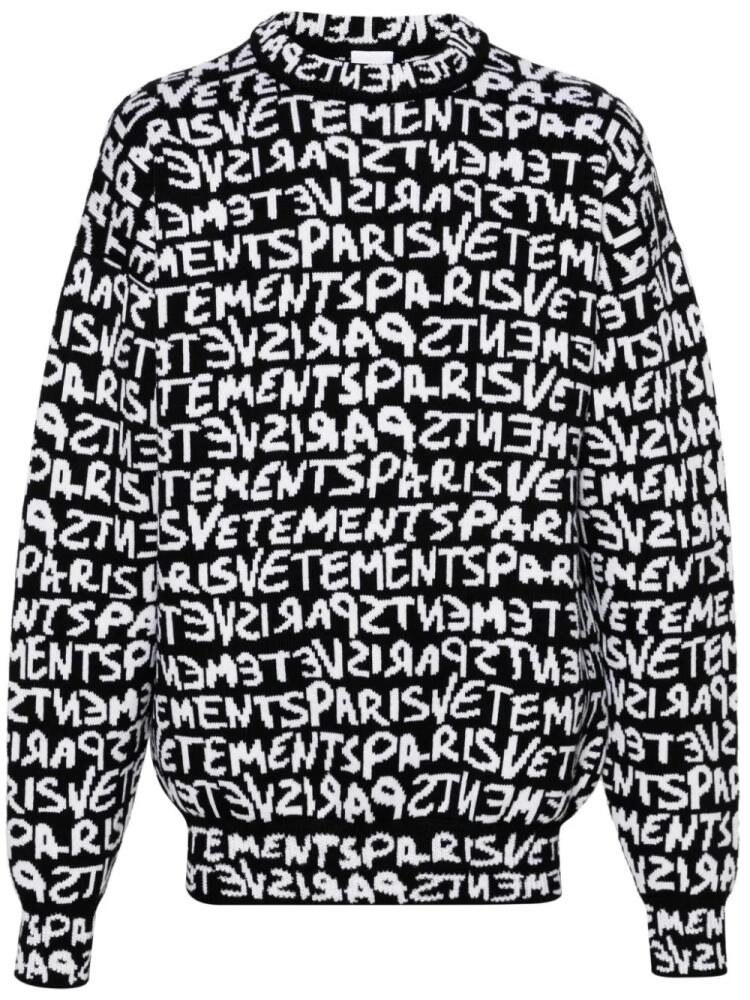 VETEMENTS intarsia-knit logo wool jumper - Black Cover