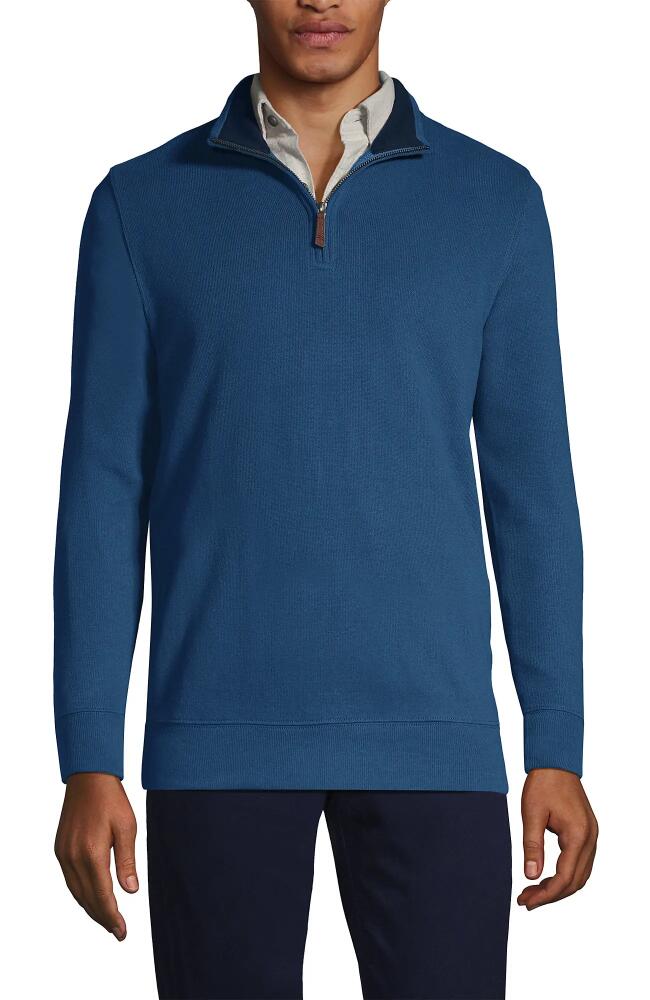 Lands' End Bedford Rib Quarter Zip Sweater in Evening Blue Cover