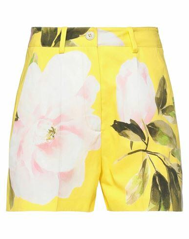 Valentino Garavani Woman Shorts & Bermuda Shorts Yellow Cotton, Silk Cover